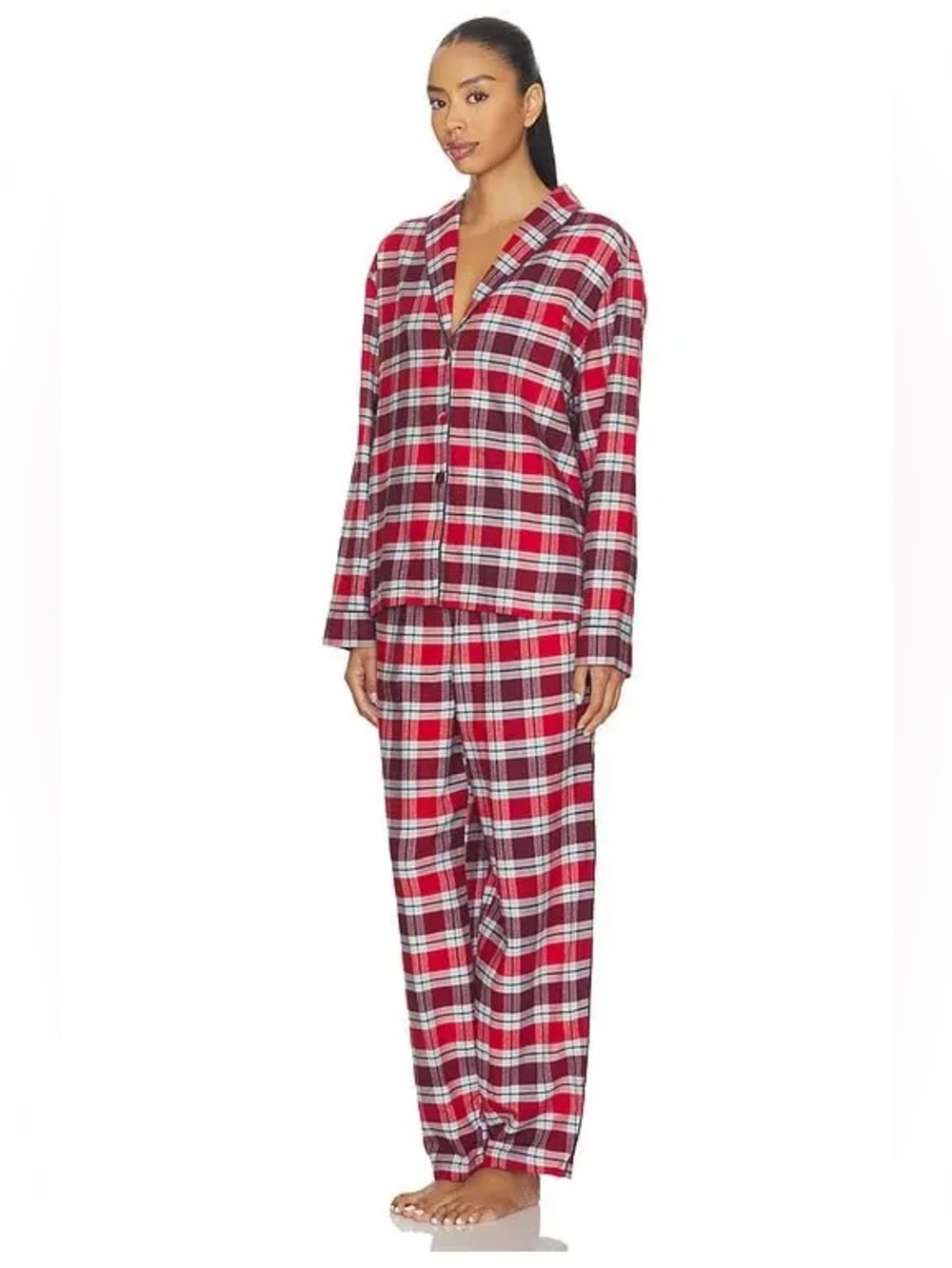 Lunya Brushed Plaid Flannel Pajama Pant Bottoms Size Large